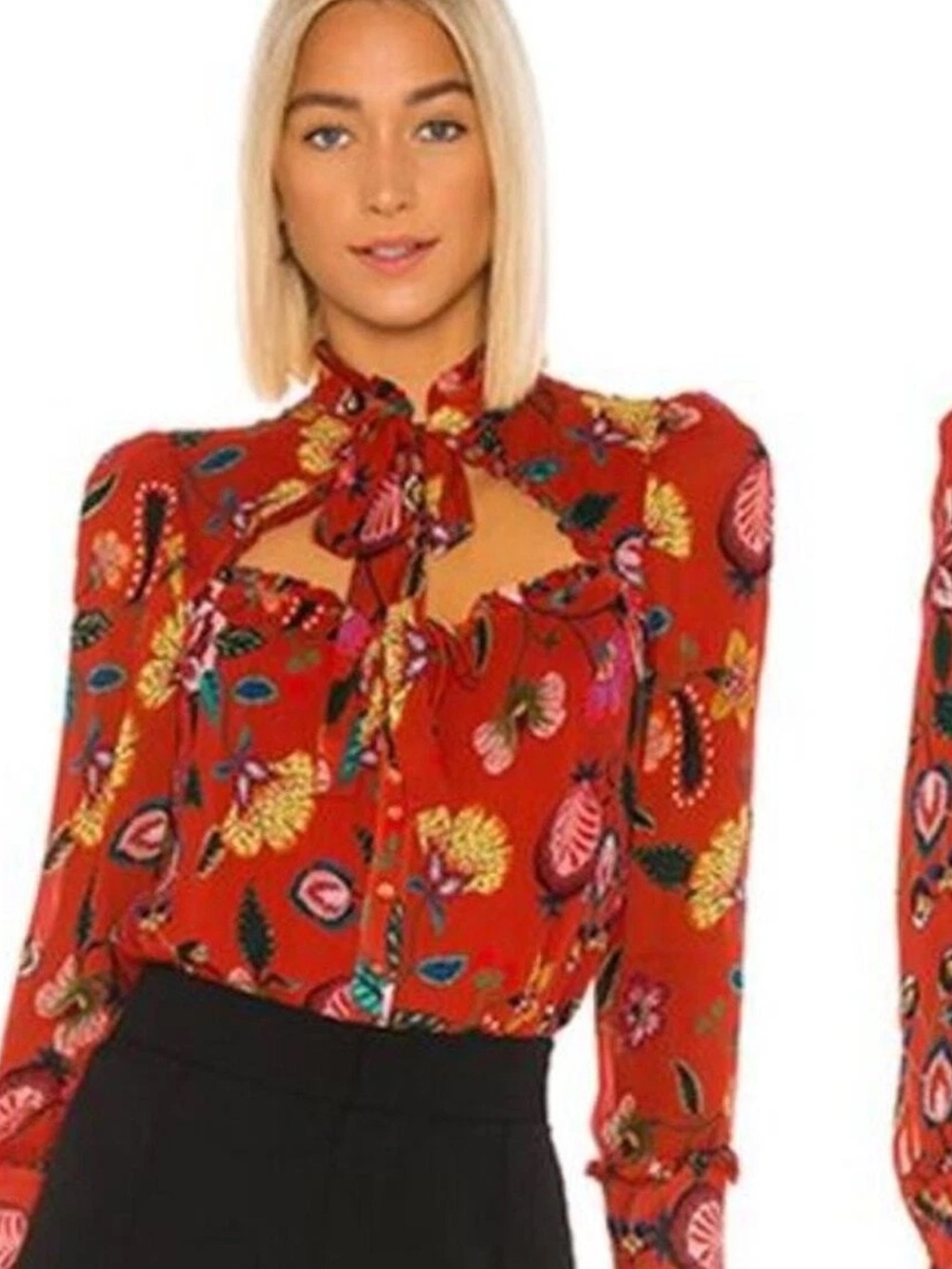 Alexis Elodie Floral Cutout Blouse Top in Rust Nouveau Size Large
